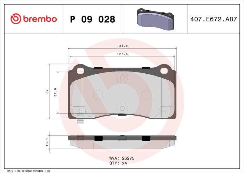 Brake pads front, Top Quality P09028 - image 2