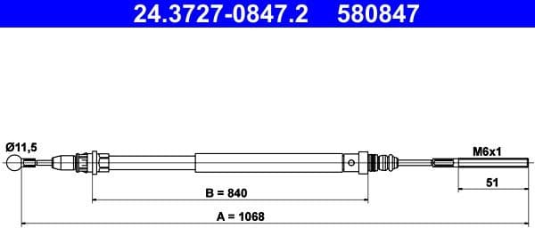 Cable Pull, parking brake 24.3727-0847.2 - image 2
