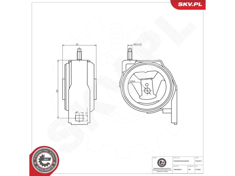 Mounting, automatic transmission 75SKV811