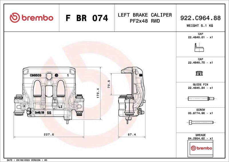 Brake Caliper PRIME LINE F BR 074 - image 2