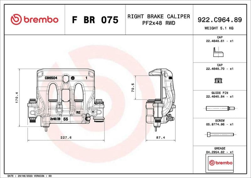Brake Caliper PRIME LINE F BR 075 - image 2