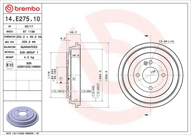Brake Drum ESSENTIAL LINE 14.E275.10 - image 2