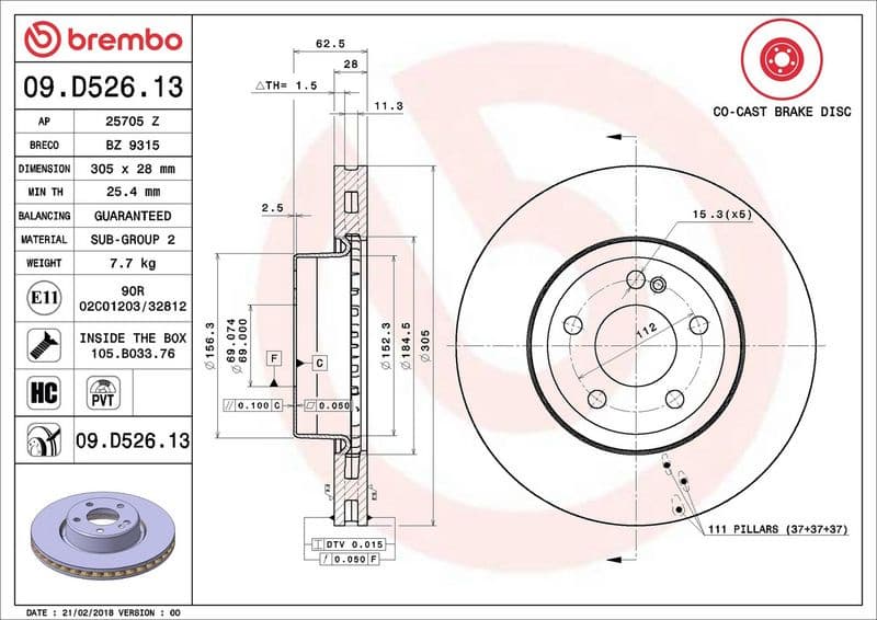 Brake Disc PRIME LINE - Co-Cast 09.D526.13 - image 3