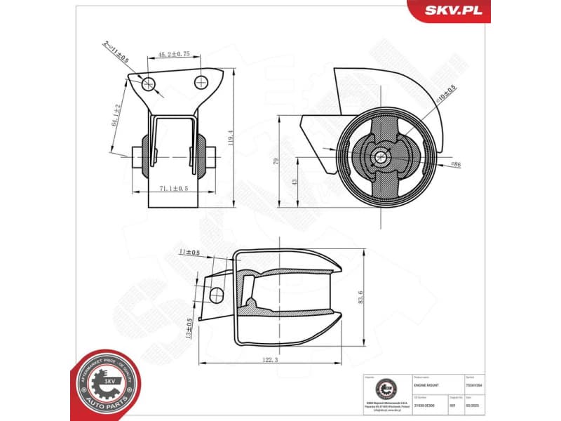 Mounting, engine 75SKV264