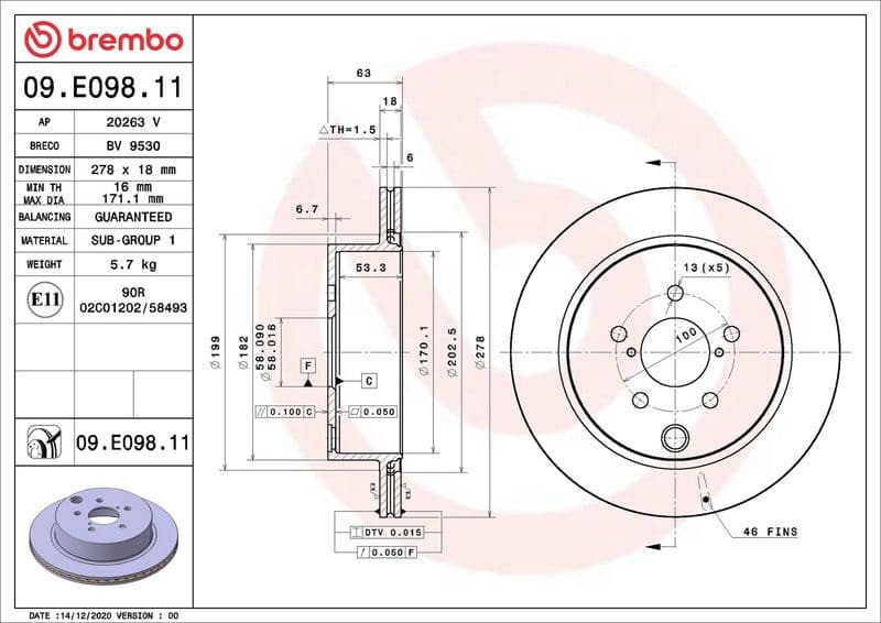 Brake Disc PRIME LINE - UV Coated 09.E098.11 - image 2
