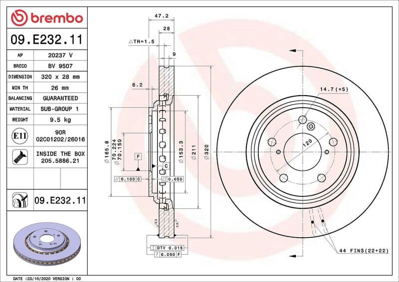 Brake Disc PRIME LINE - UV Coated 09.E232.11 - image 2