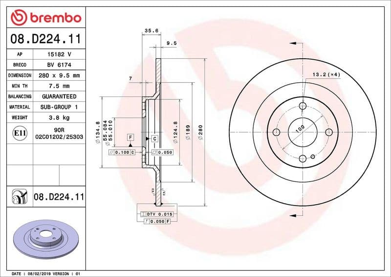 Brake Disc PRIME LINE - UV Coated 08.D224.11 - image 2