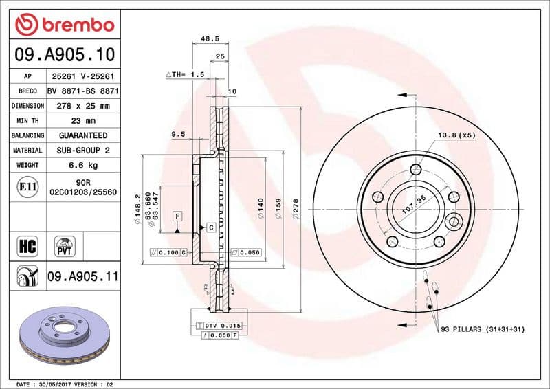 Brake Disc PRIME LINE - UV Coated 09.A905.11 - image 3