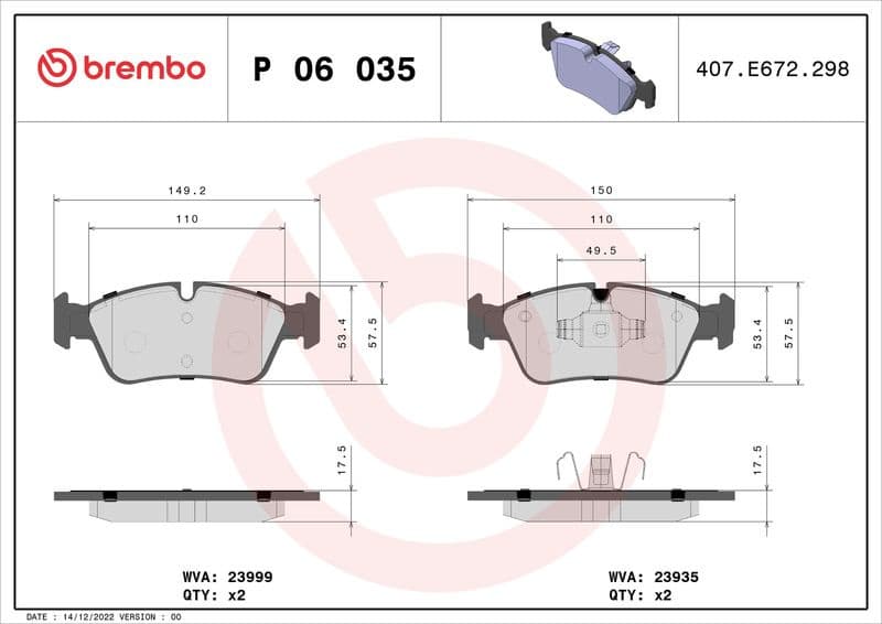 Brake Pad Set, disc brake XTRA LINE P06035X - image 3