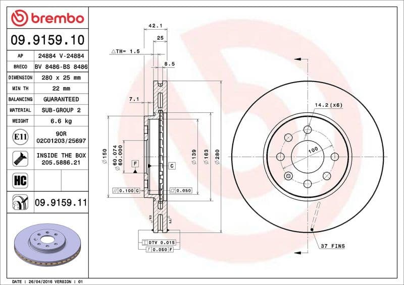 Brake Disc PRIME LINE - UV Coated 09.9159.11 - image 4