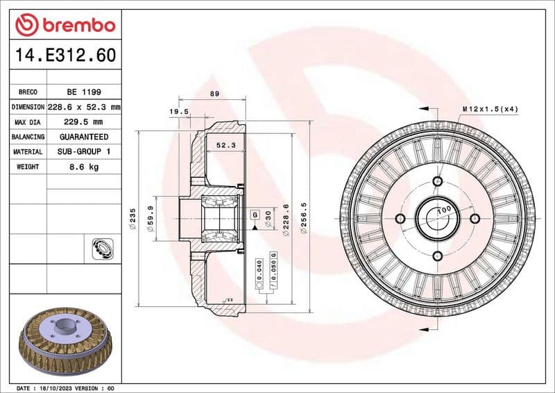 Brake Drum ESSENTIAL LINE - With Bearing Kit 14.E312.60 - image 3