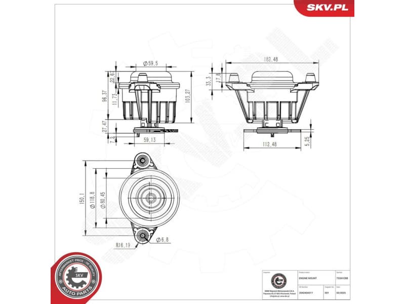 Mounting, engine 75SKV288