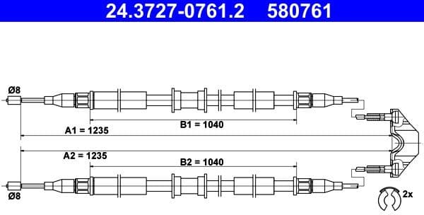 Cable Pull, parking brake 24.3727-0761.2 - image 2