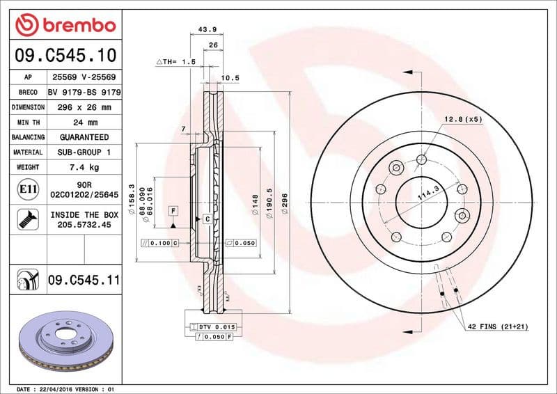 Brake Disc PRIME LINE - UV Coated 09.C545.11 - image 2