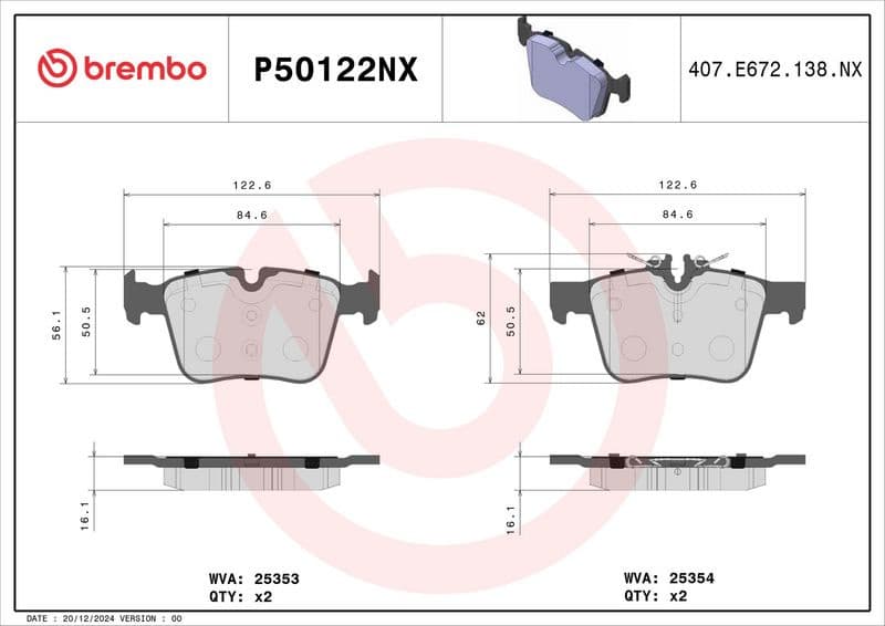 Brake Pad Set, disc brake XTRA LINE - Ceramic P 50 122NX