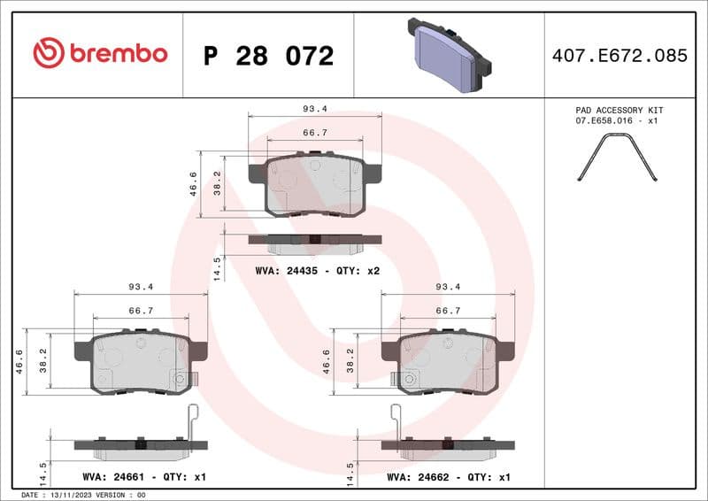 Brake Pad Set, disc brake XTRA LINE P 28 072X - image 2