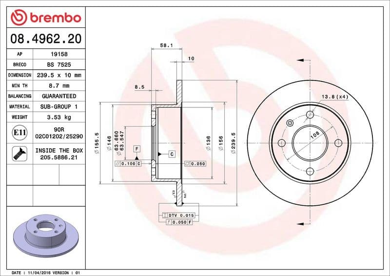Brake Disc PRIME LINE 08.4962.20 - image 3