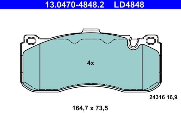 Brake Pad Set, disc brake ATE Ceramic 13047048482 - image 2