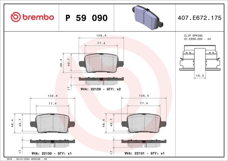Brake pads rear, Top Quality P59090 - image 3