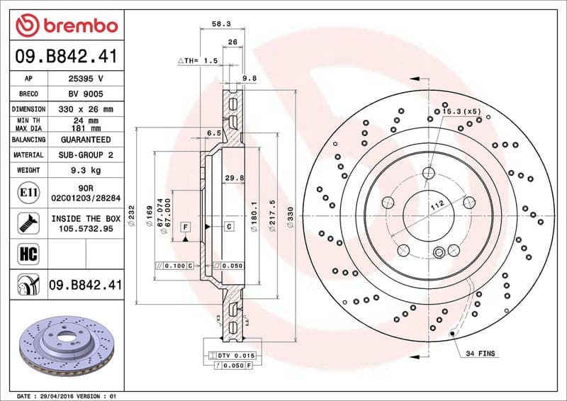 Brake Disc PRIME LINE - UV Coated 09.B842.41 - image 3