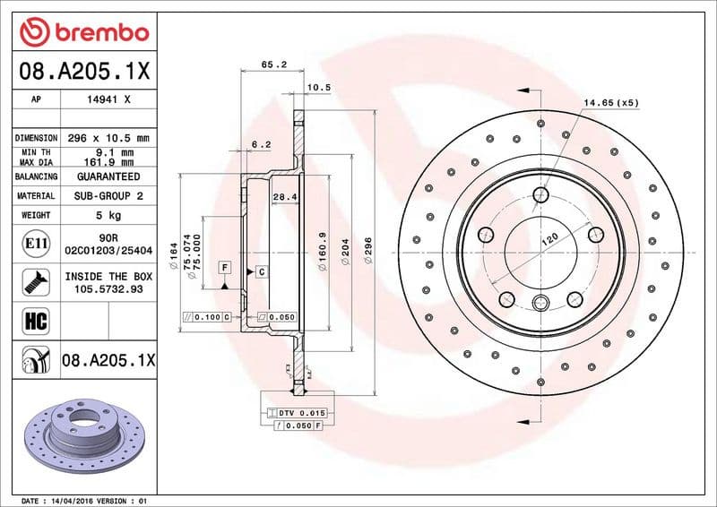 Brake Disc XTRA LINE - Xtra 08.A205.1X - image 3