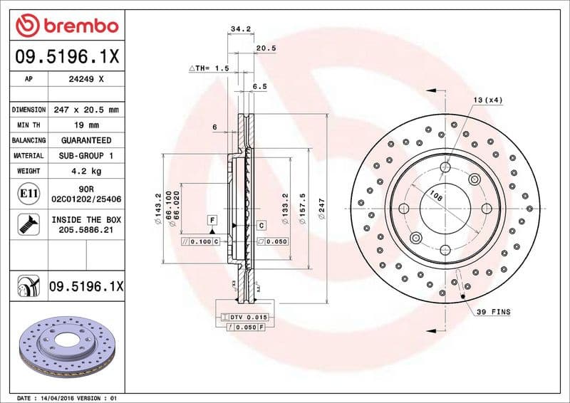 Brake Disc XTRA LINE - Xtra 09.5196.1X - image 3