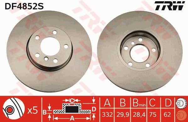 Brake disc, 1pcs FRONT, Top Quality DF4852S