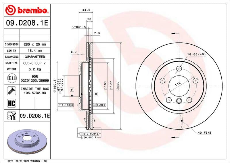 Brake Kit, disc brake BEYOND LINE - EV KT 08 011