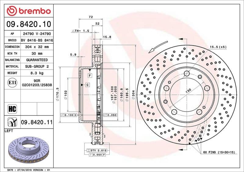 Brake Disc PRIME LINE - UV Coated 09.8420.11 - image 3