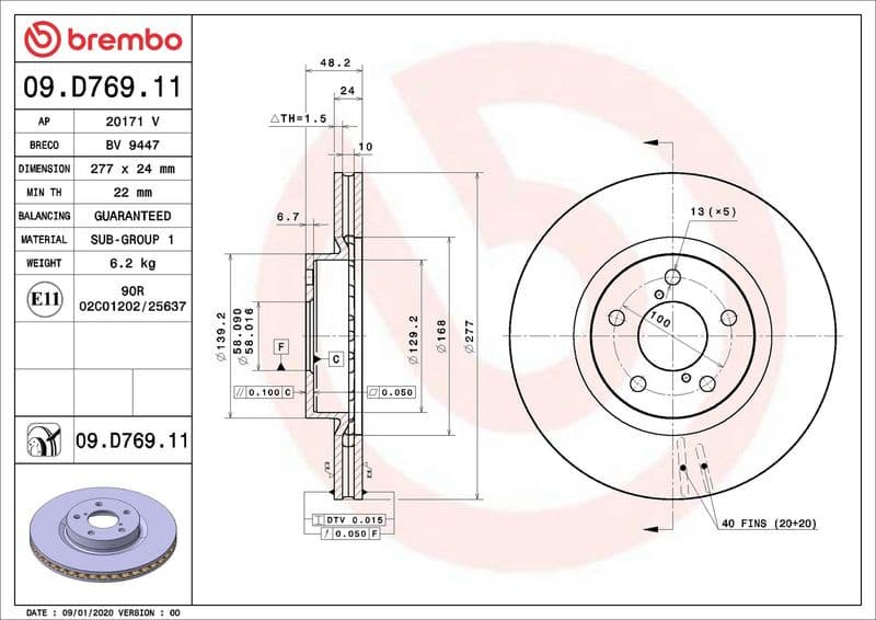 Brake Disc PRIME LINE - UV Coated 09.D769.11 - image 3