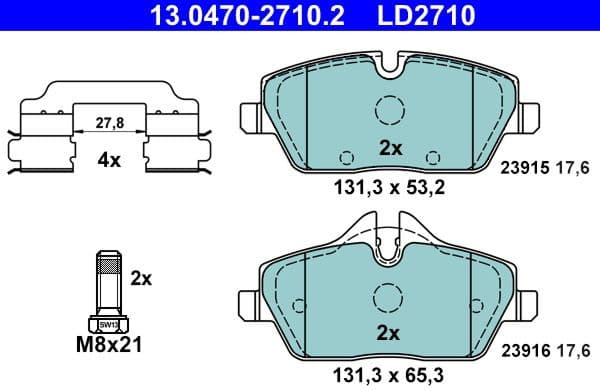 Brake Pad Set, disc brake ATE Ceramic 13.0470-2710.2 - image 2