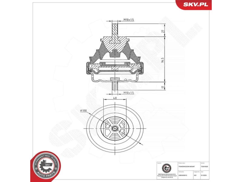 Mounting, manual transmission 75SKV820