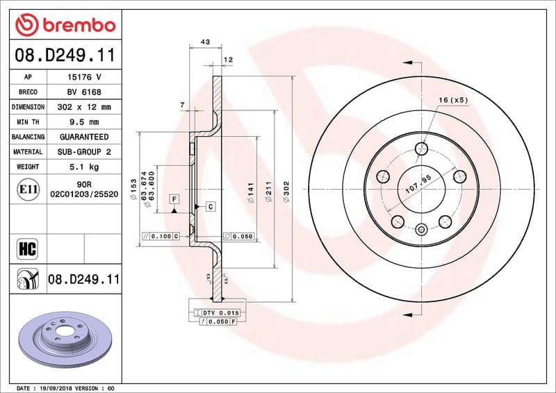 Brake discs kit rear, (2pcs), Top Quality 08.D249.11 - image 3