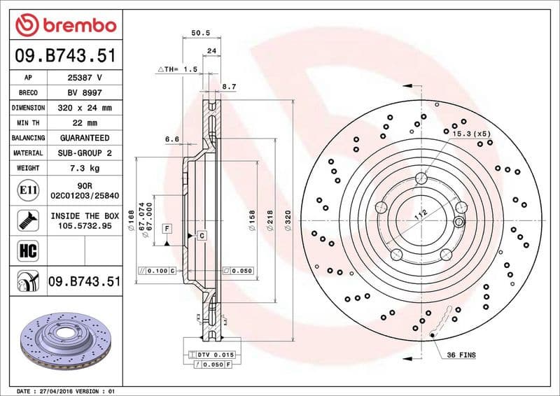 Brake Disc PRIME LINE - UV Coated 09.B743.51 - image 3