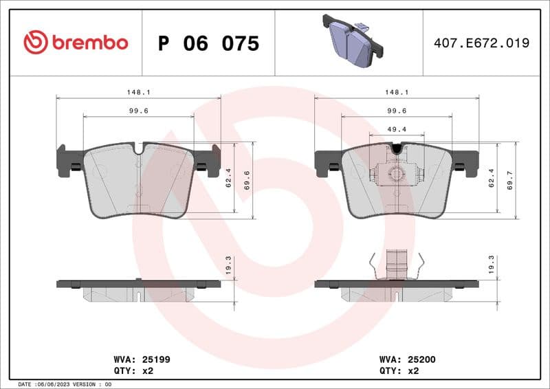 Brake Pad Set, disc brake XTRA LINE P06075X - image 3