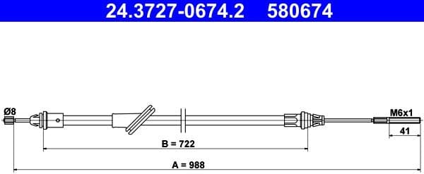 Cable Pull, parking brake 24.3727-0674.2 - image 2