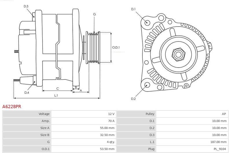 Alternator Remanufactured AS A6228PR - image 5