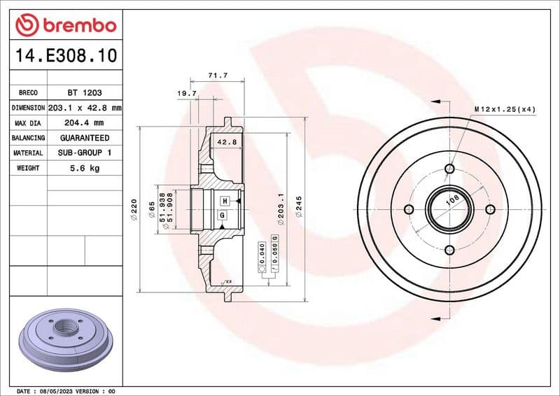 Brake Drum ESSENTIAL LINE 14.E308.10 - image 2