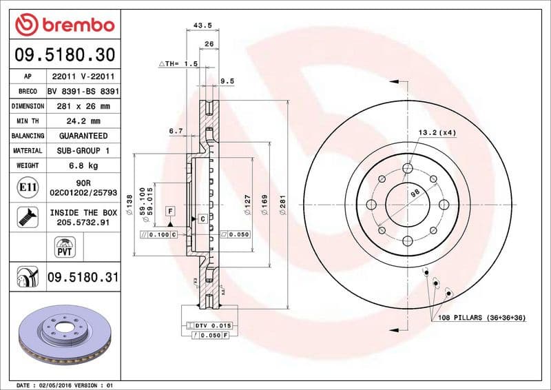 Brake Disc PRIME LINE - UV Coated 09.5180.31 - image 3