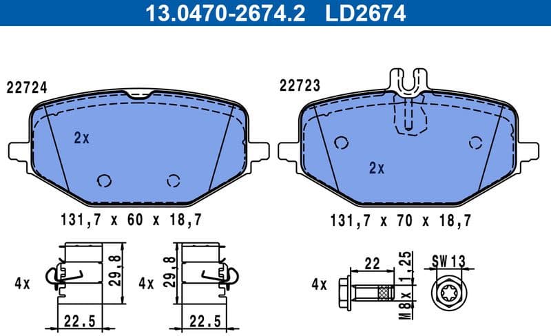 Brake Pad Set, disc brake ATE Ceramic 13.0470-2674.2