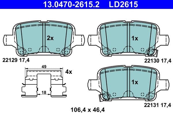 Brake Pad Set, disc brake ATE Ceramic 13.0470-2615.2 - image 2