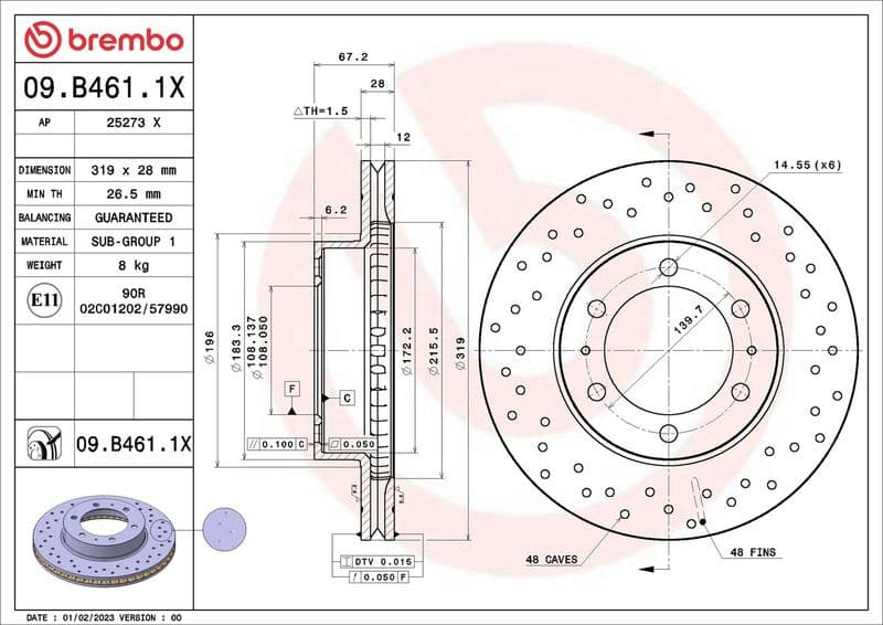Brake Disc XTRA LINE - Xtra 09.B461.1X - image 2