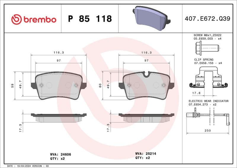 Brake Pad Set, disc brake XTRA LINE P 85 118X - image 2