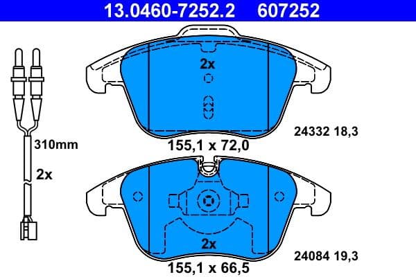 Brake Pad Set, disc brake 13.0460-7252.2 - image 2