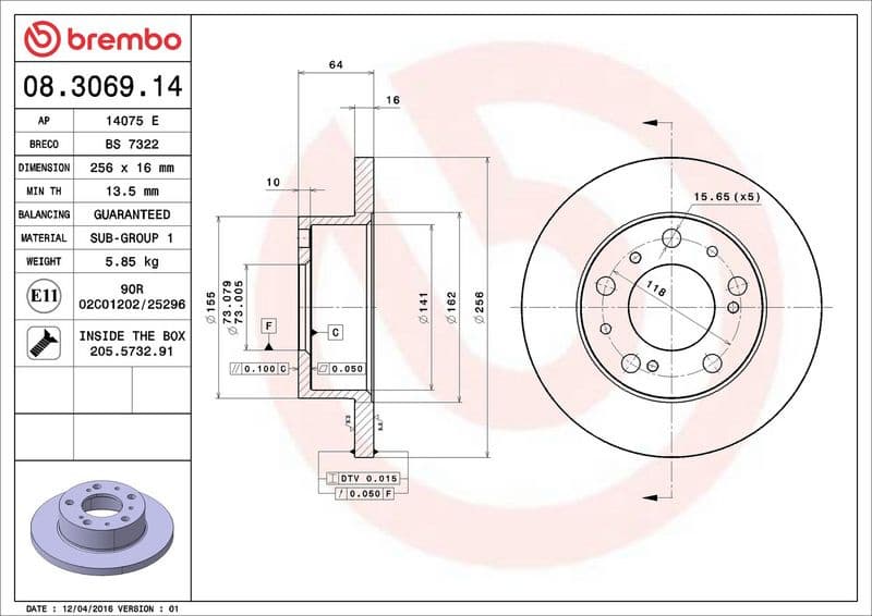 Brake Disc PRIME LINE 08.3069.14 - image 3