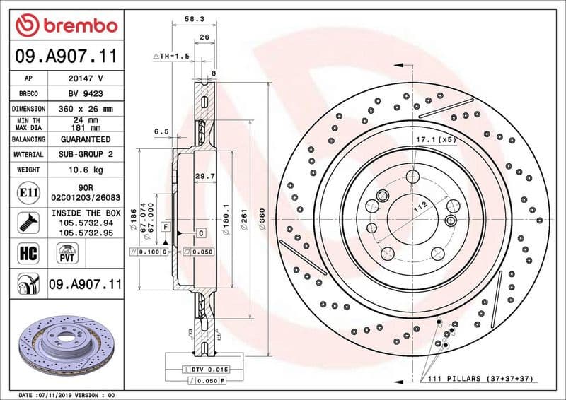 Brake Disc PRIME LINE - UV Coated 09.A907.11 - image 3