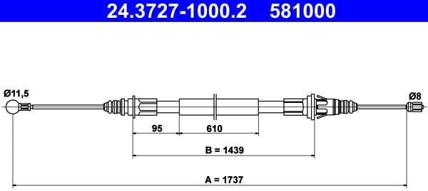 Cable Pull, parking brake 24.3727-1000.2 - image 2