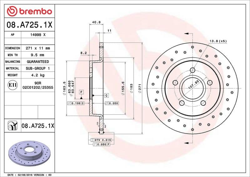Brake Disc XTRA LINE - Xtra 08.A725.1X - image 3