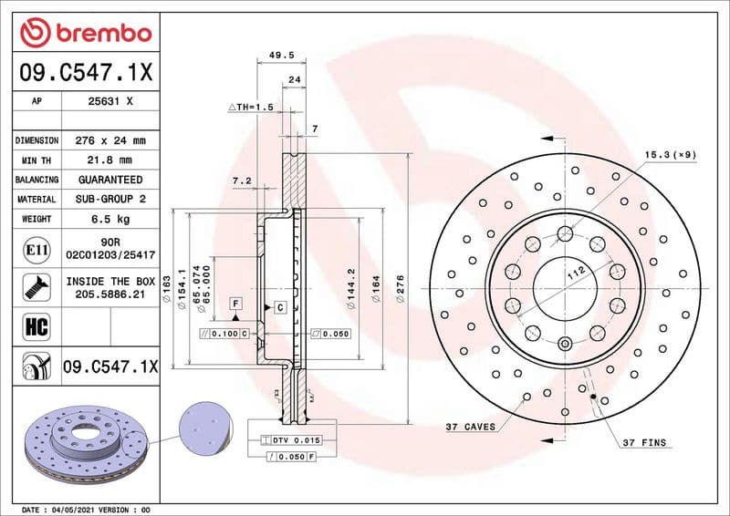 Brake Disc XTRA LINE - Xtra 09.C547.1X - image 2