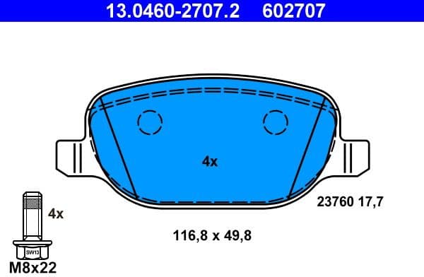 Brake Pad Set, disc brake 13.0460-2707.2 - image 3